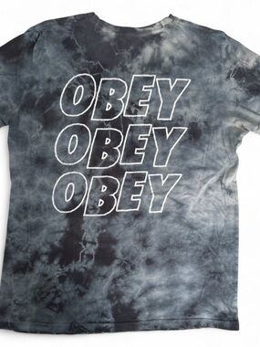 Obey Tie-Dye Logo Tee - Black & Gray